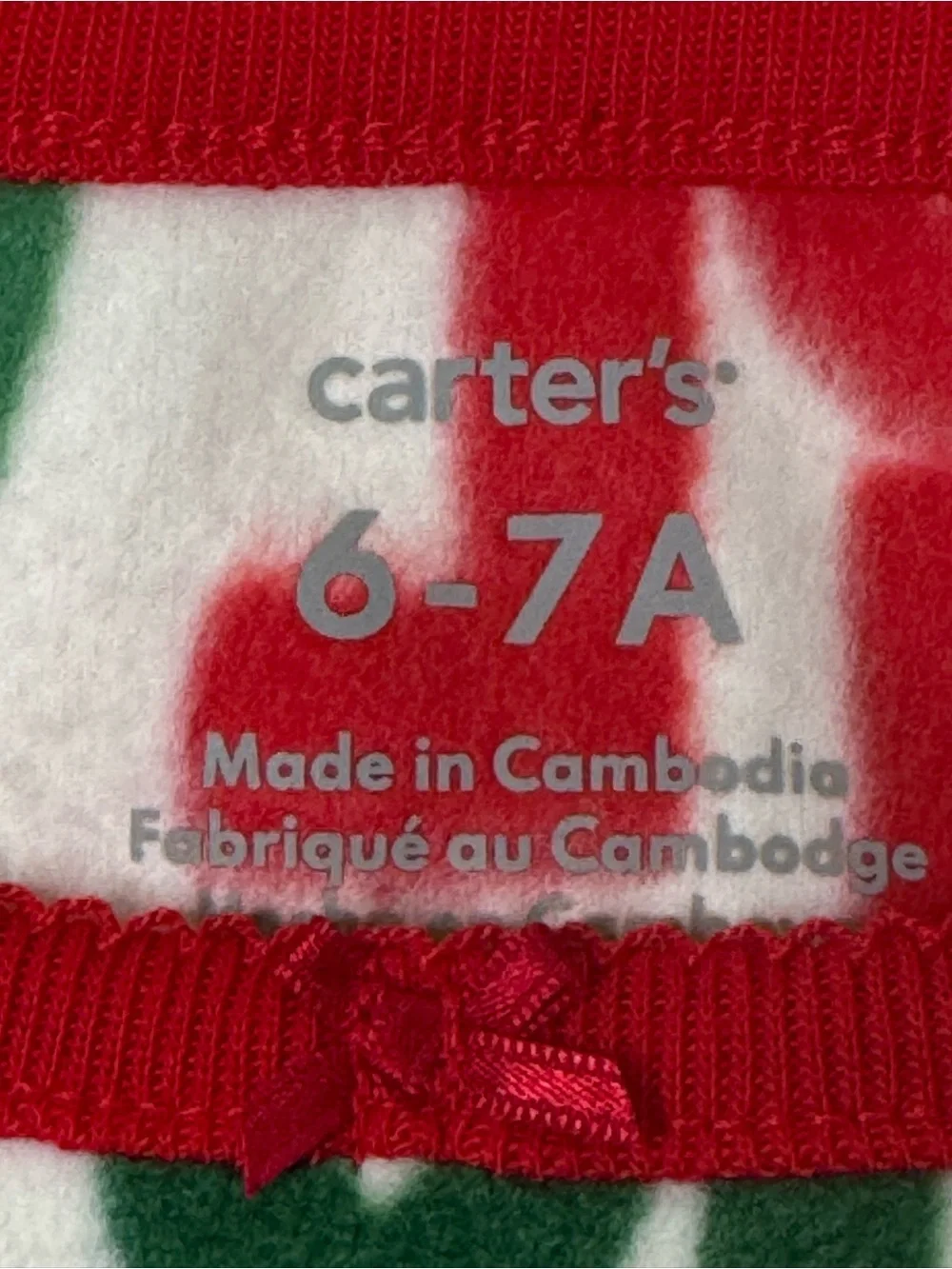 Carter’s Fleece Nightgown Holly Jolly red green lettering size 6-7 NEW With Tag